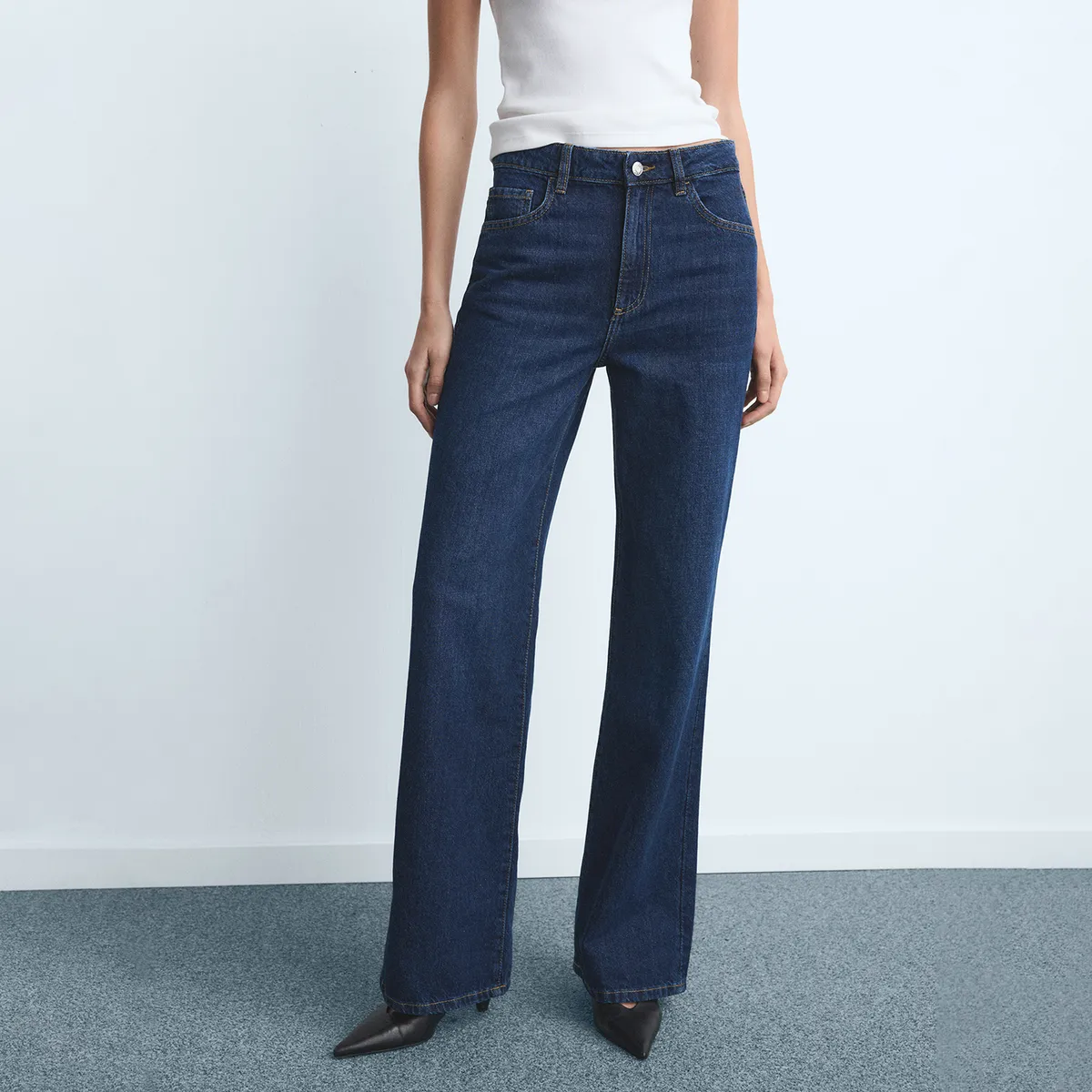MANGO - Jean Wide Leg Tiro Alto Mujer Mango