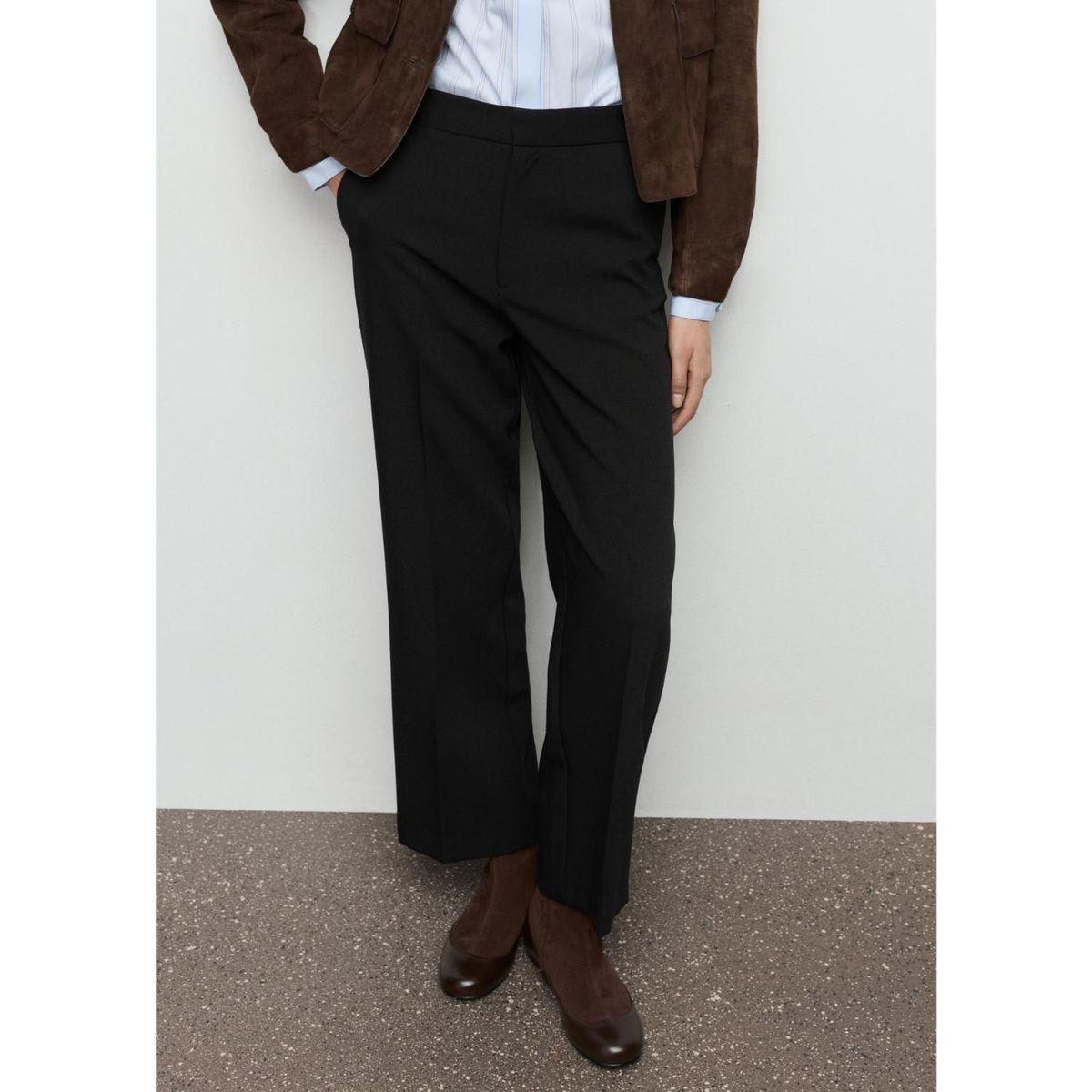 MANGO - Pantalón Straight Tiro Alto Mujer Mango