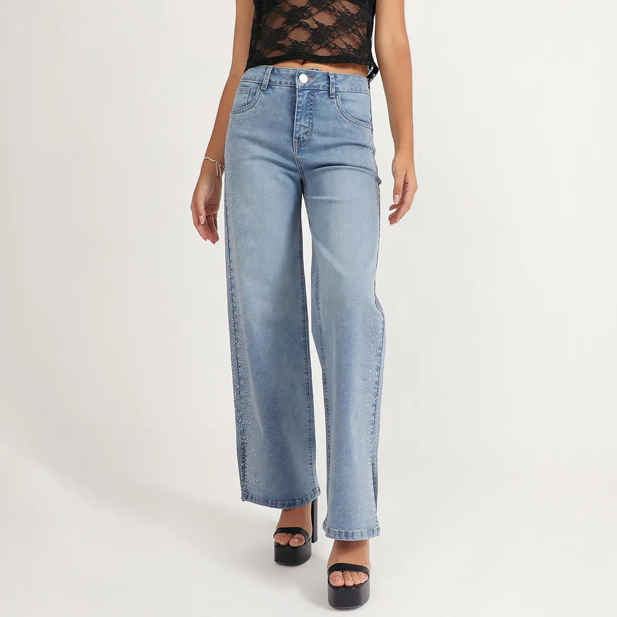 MOSSIMO - Jean Straight Tiro Alto Mujer Mossimo