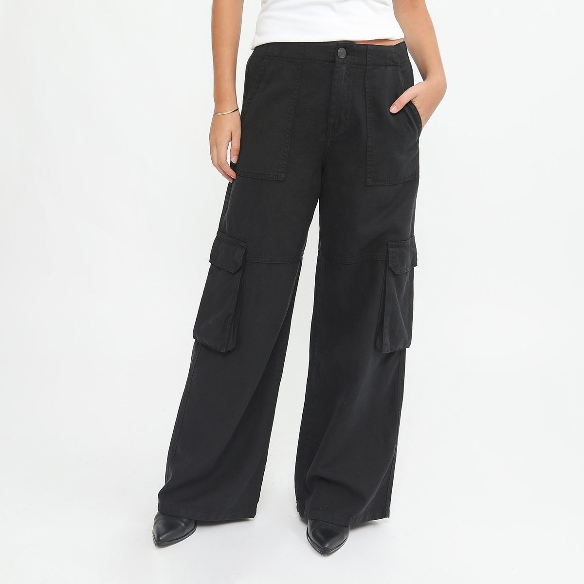 DENIMLAB - Pantalón Cargo Tiro Alto Mujer Denimlab