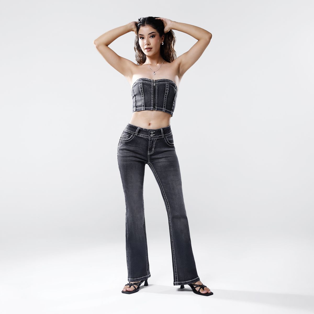 KANSAS - Jean Flare Tiro Medio Mujer Kansas