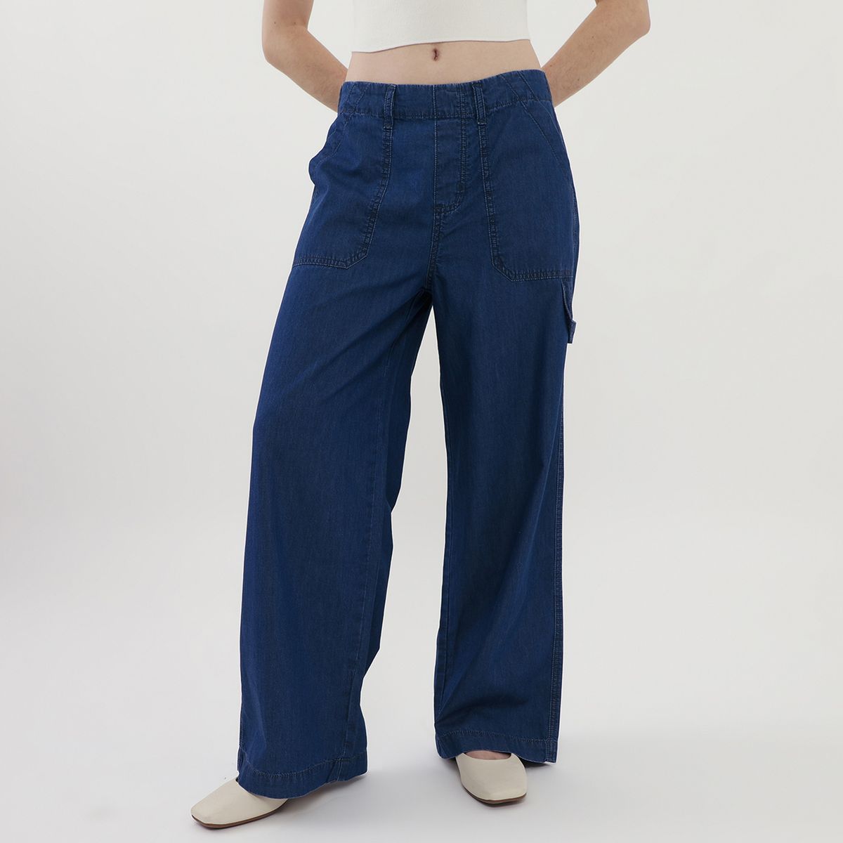 AMERICAN ABBEY - Pantalón Wide Leg Tiro Medio Mujer American Abbey