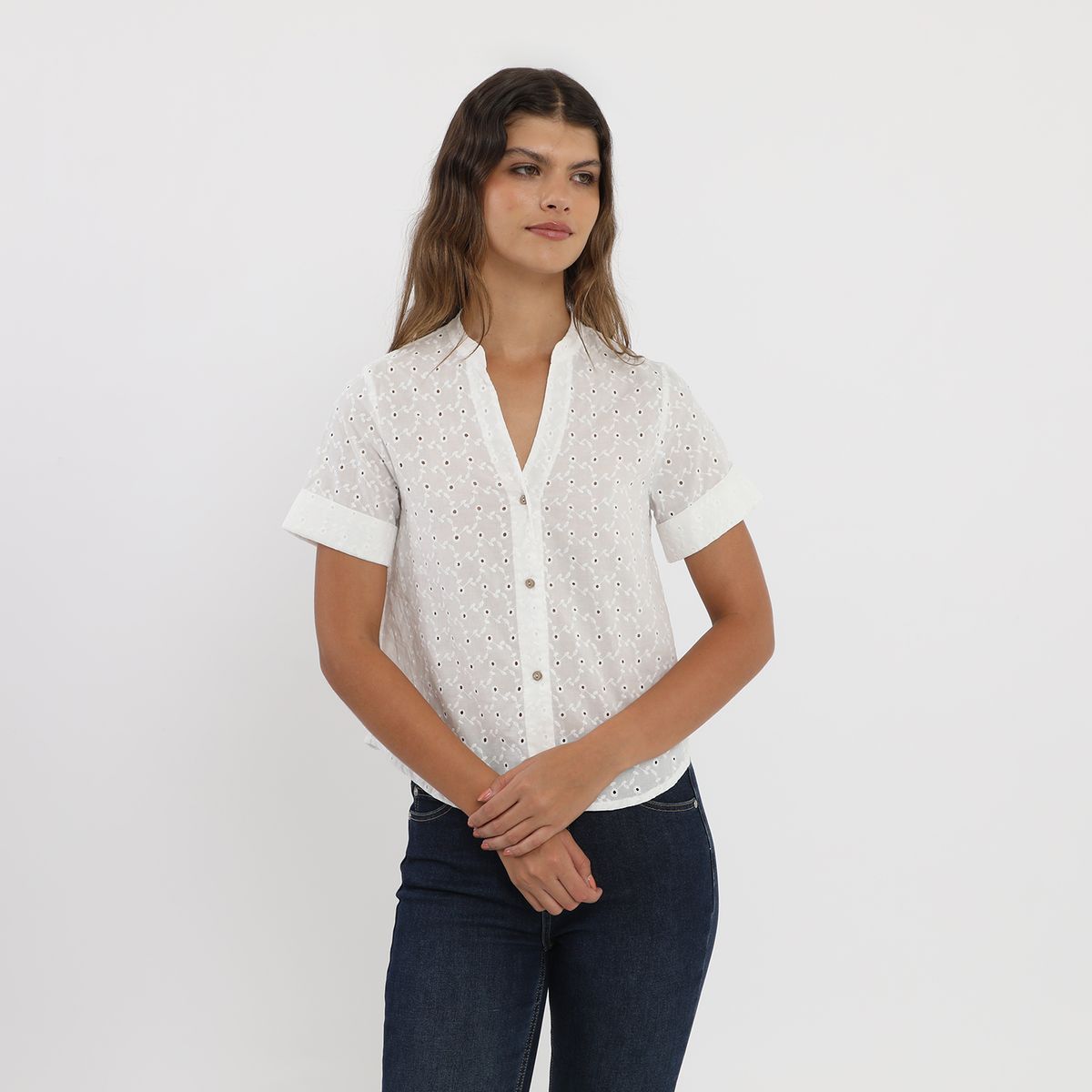 UNIVERSITY CLUB - Blusa Broderie Botones