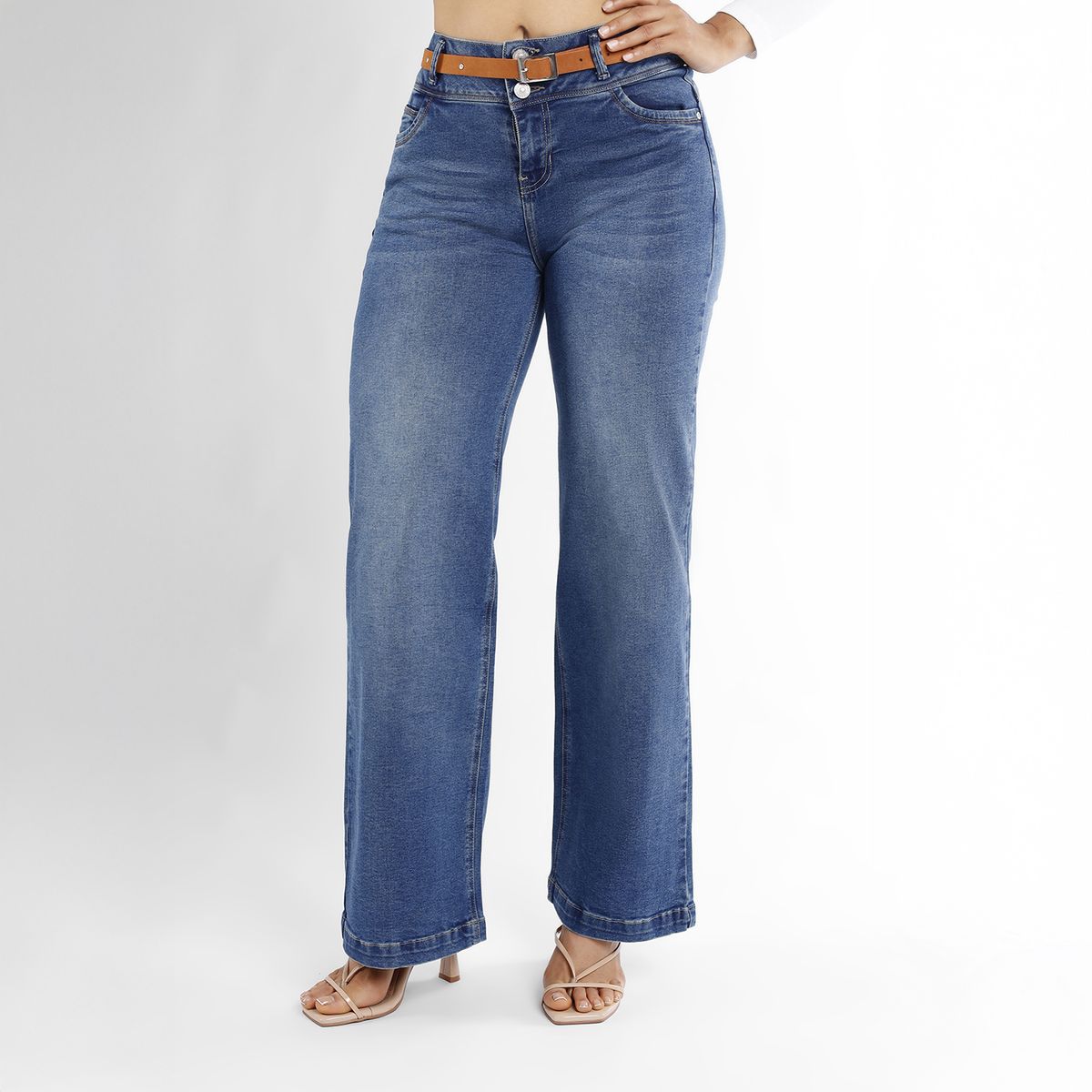 KANSAS - Jean Wide Leg Tiro Medio Mujer Kansas
