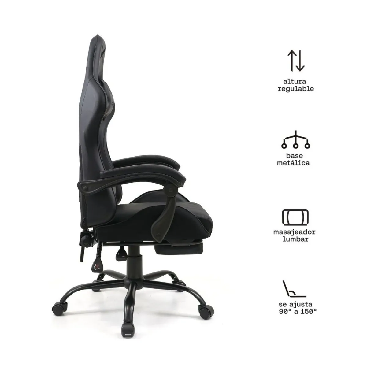 KUZLER - Silla Gamer con Reposapies y Base Metalica
