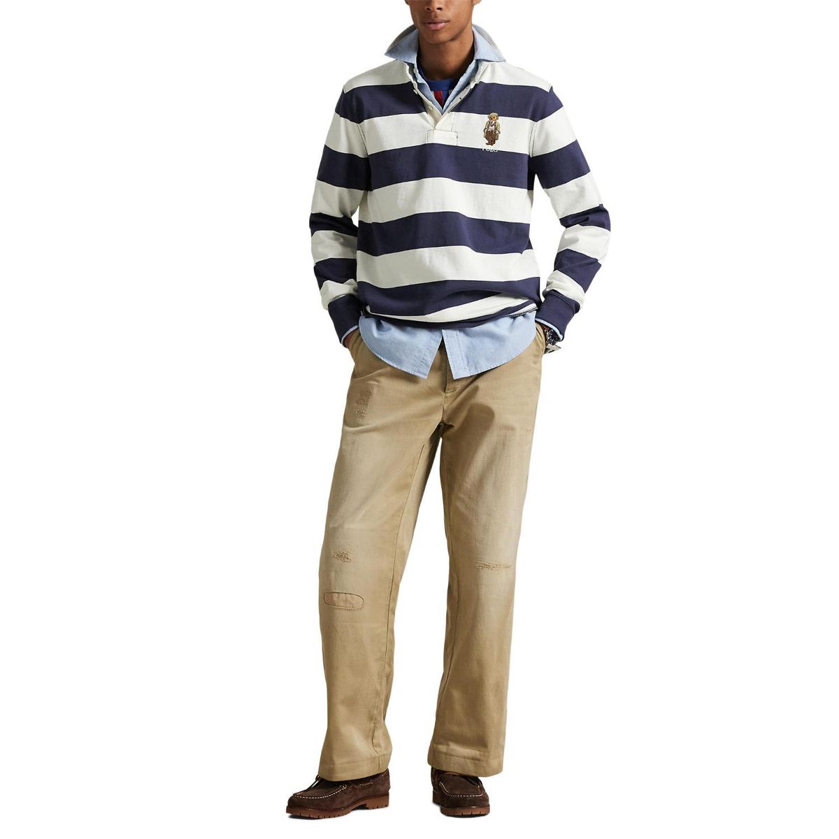 POLO RALPH LAUREN - Polo Rayas 100% Algodón Manga Larga Hombre  Polo Ralph Lauren