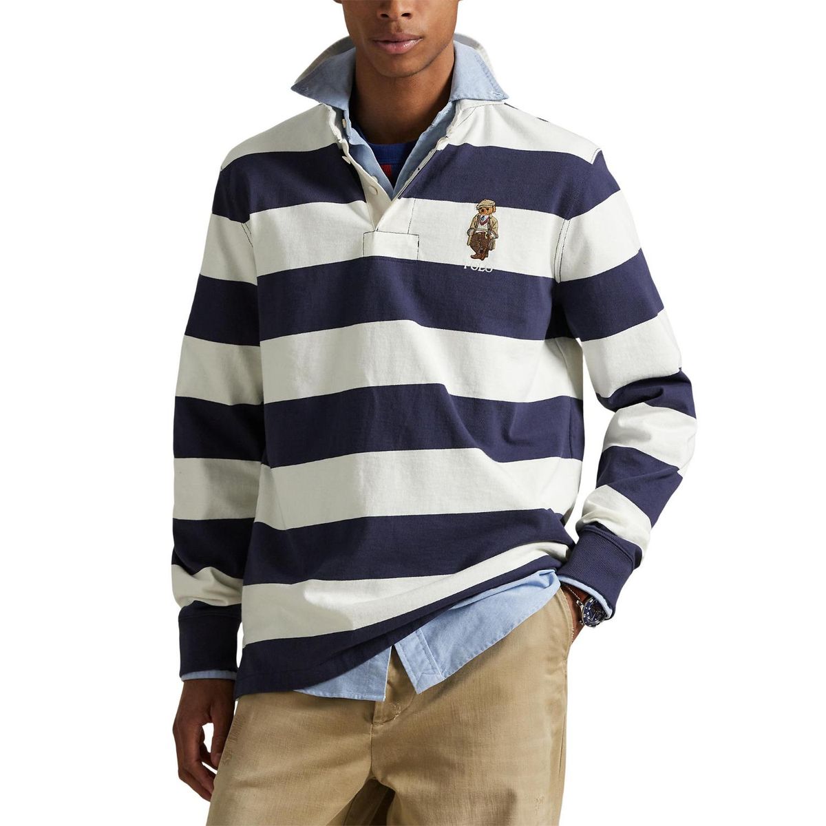 POLO RALPH LAUREN - Polo Rayas 100% Algodón Manga Larga Hombre  Polo Ralph Lauren