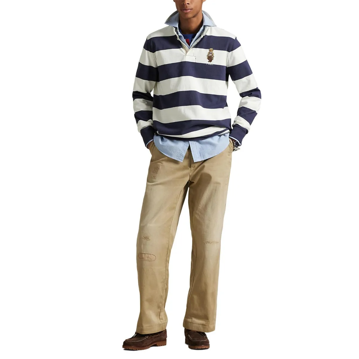 POLO RALPH LAUREN - Polo Rayas 100% Algodón Manga Larga Hombre  Polo Ralph Lauren