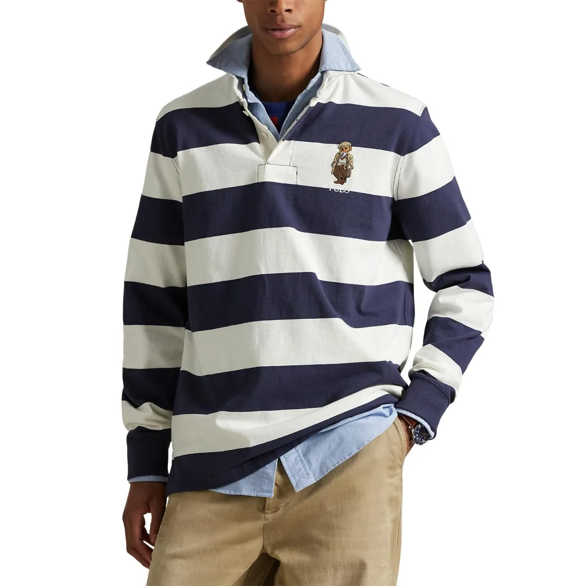 POLO RALPH LAUREN - Polo Rayas 100% Algodón Manga Larga Hombre  Polo Ralph Lauren