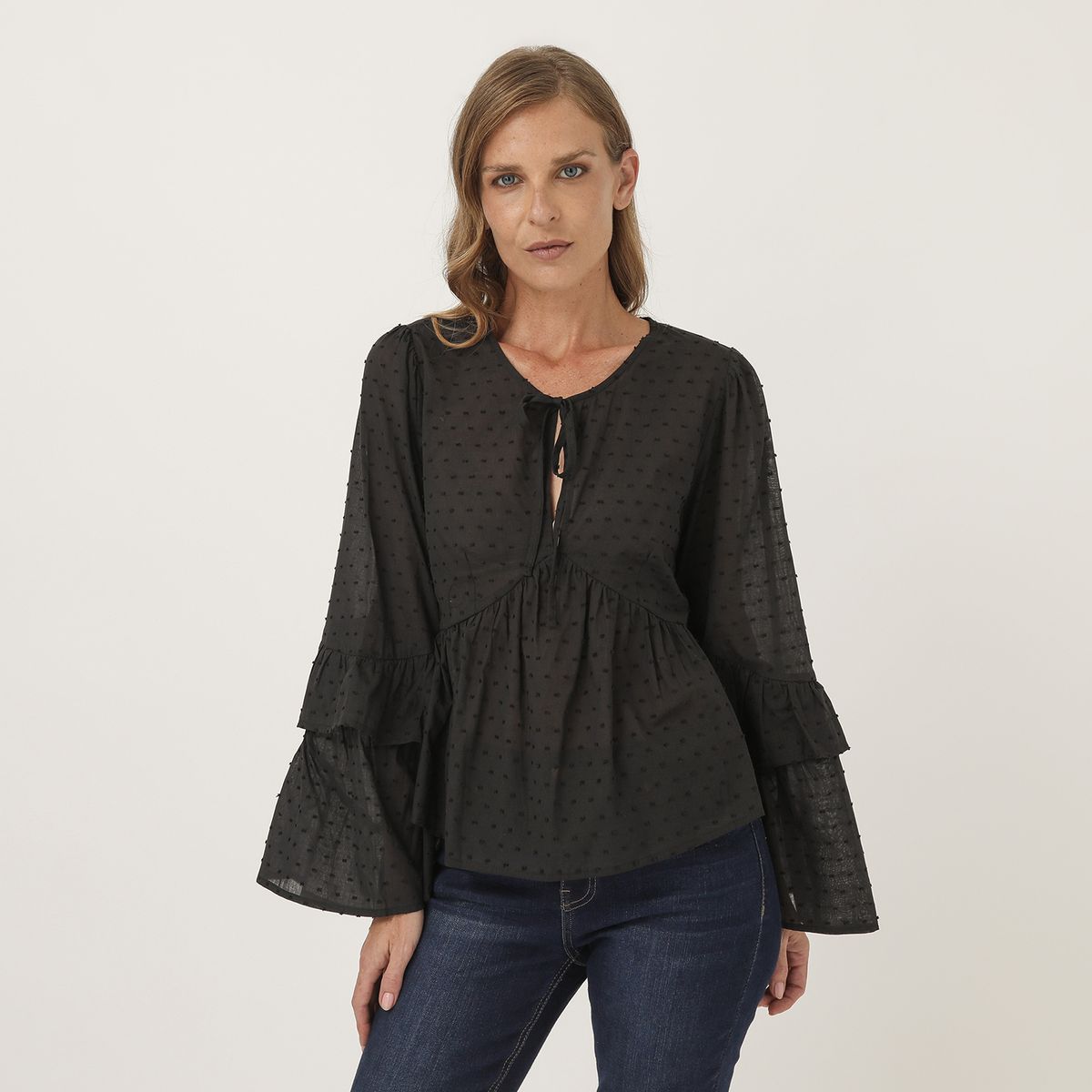 APOLOGY - Blusa Manga Larga Vuelos Mujer x MiradaTrendy