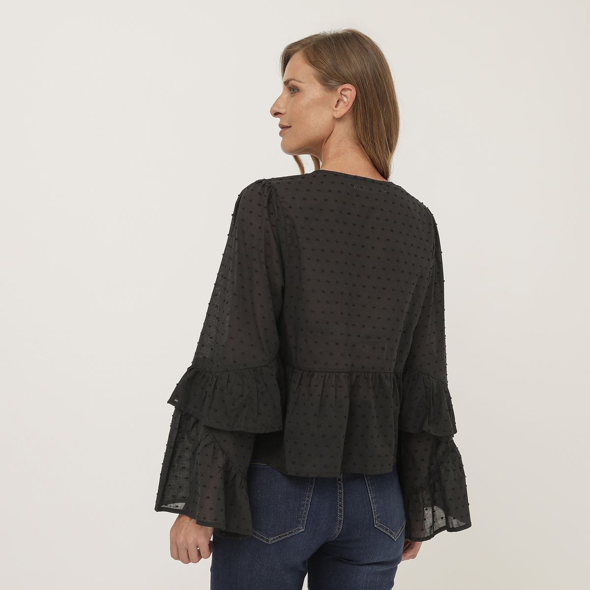 APOLOGY - Blusa Manga Larga Vuelos Mujer x MiradaTrendy