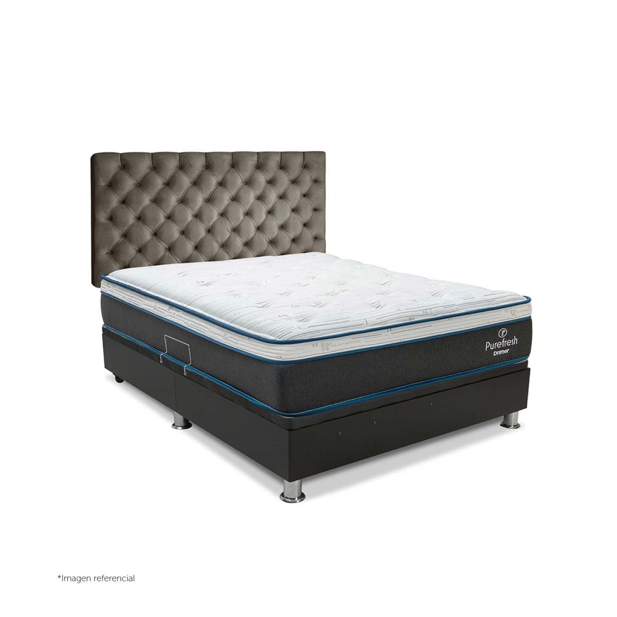 DRIMER - Dormitorio Boxet Praktibox Laqueado Pure Fresh Queen Size Capitone Marrón