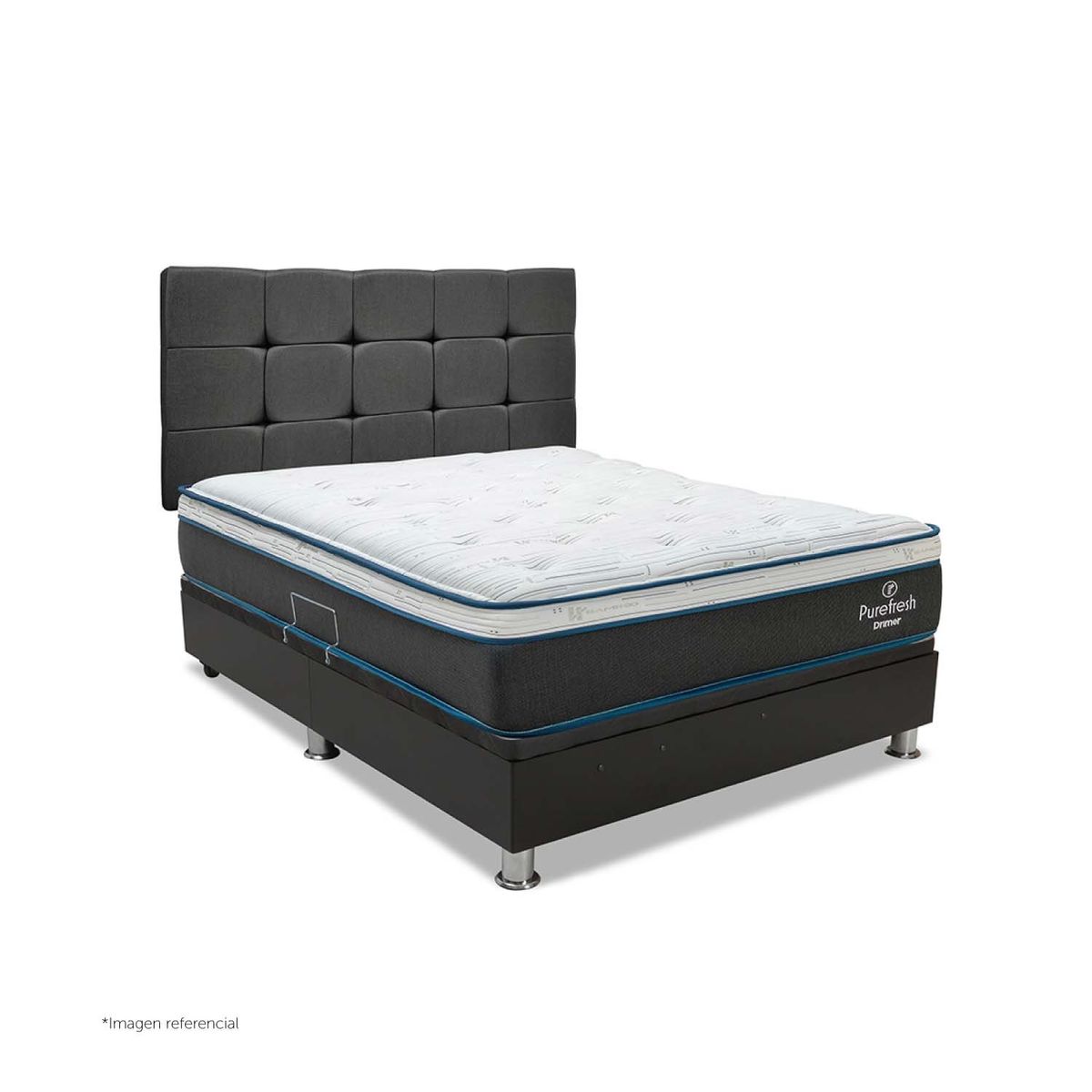 DRIMER - Dormitorio Boxet Praktibox Laqueado Pure Fresh 1.5 Plazas Cuadros Gris Oscuro