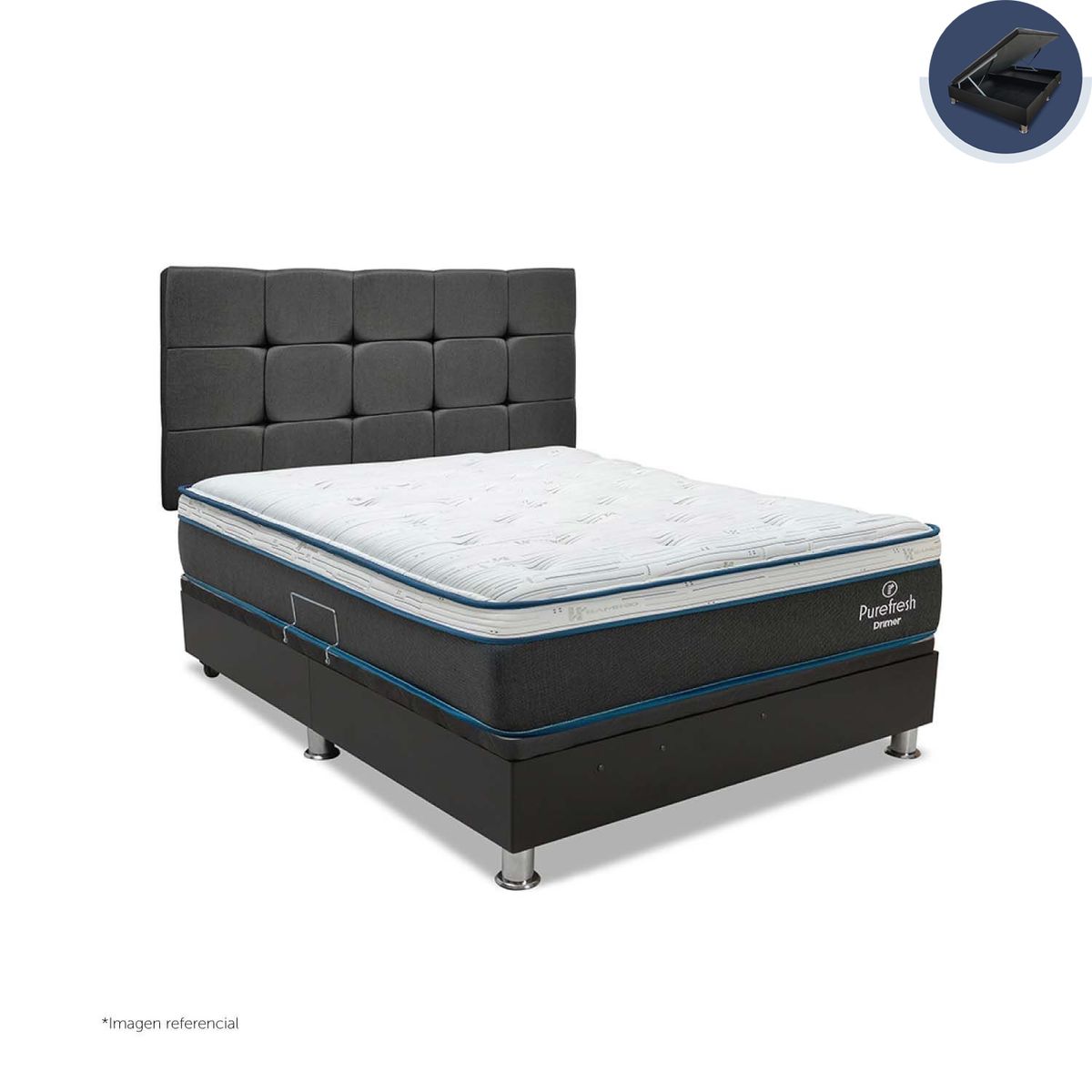 DRIMER - Dormitorio Boxet Praktibox Laqueado Pure Fresh Queen Size Cuadros Marrón