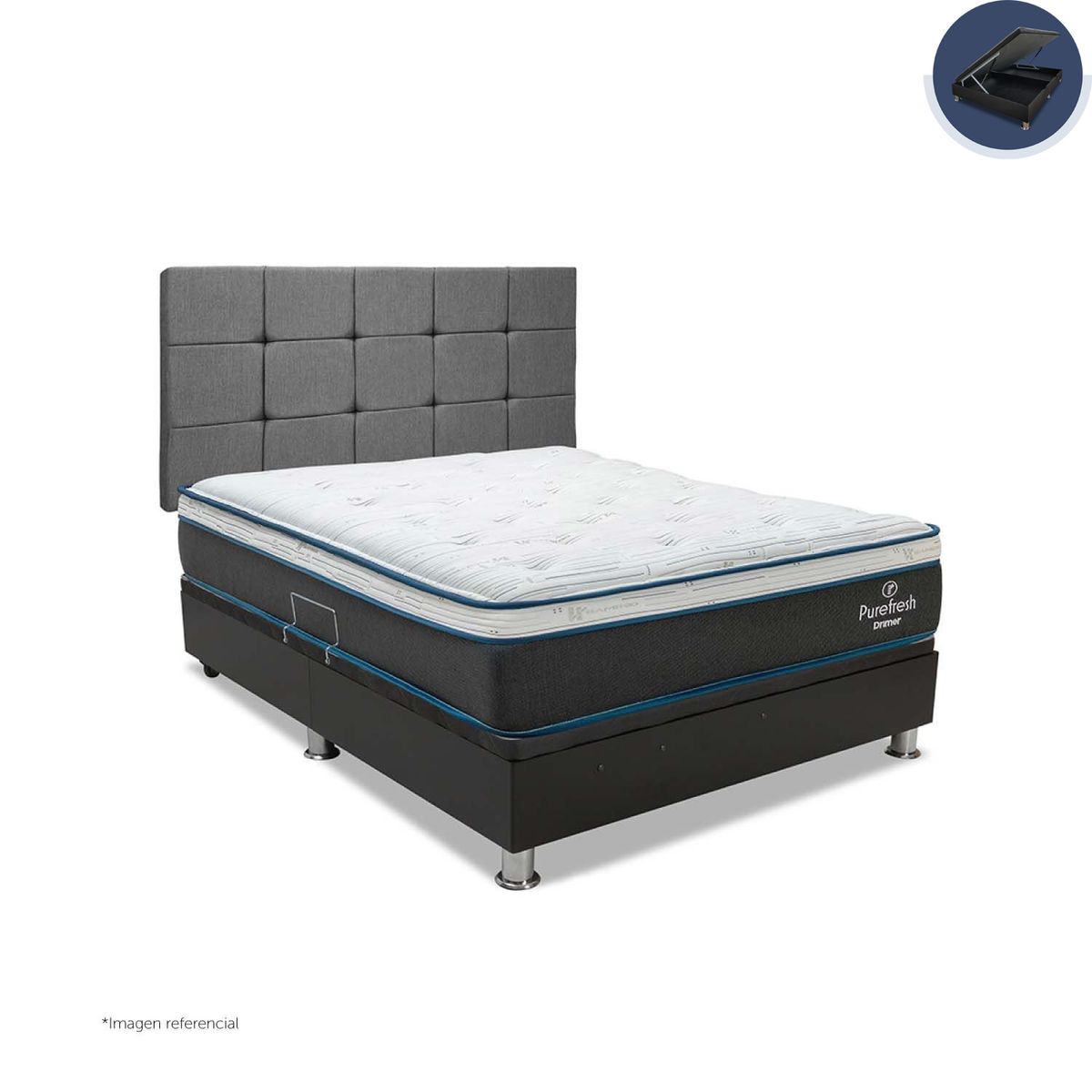 DRIMER - Dormitorio Boxet Praktibox Laqueado Pure Fresh Queen Size Cuadros Marrón