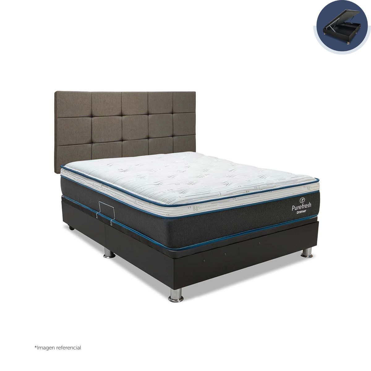 DRIMER - Dormitorio Boxet Praktibox Laqueado Pure Fresh Queen Size Cuadros Marrón