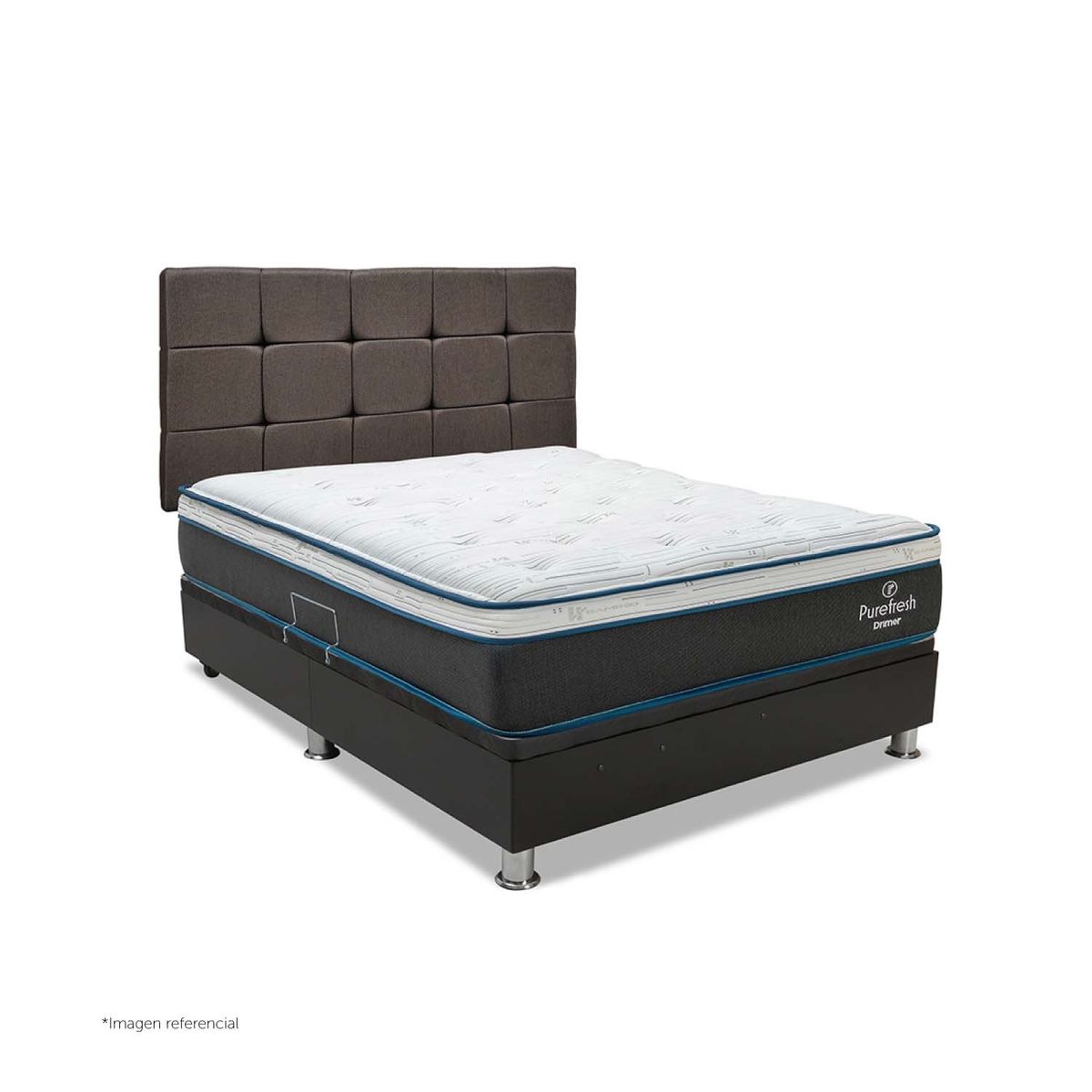 DRIMER - Dormitorio Boxet Praktibox Laqueado Pure Fresh 1.5 Plazas Cuadros Gris Oscuro
