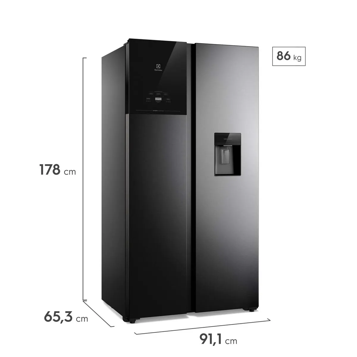 Electrolux - Refrigeradora Electrolux No Frost Side by Side 522L Inverter AutoSense Negra ERS53F2P5CB