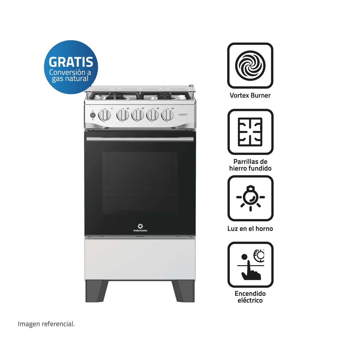 INDURAMA - Cocina a gas 50 cm N Cassat