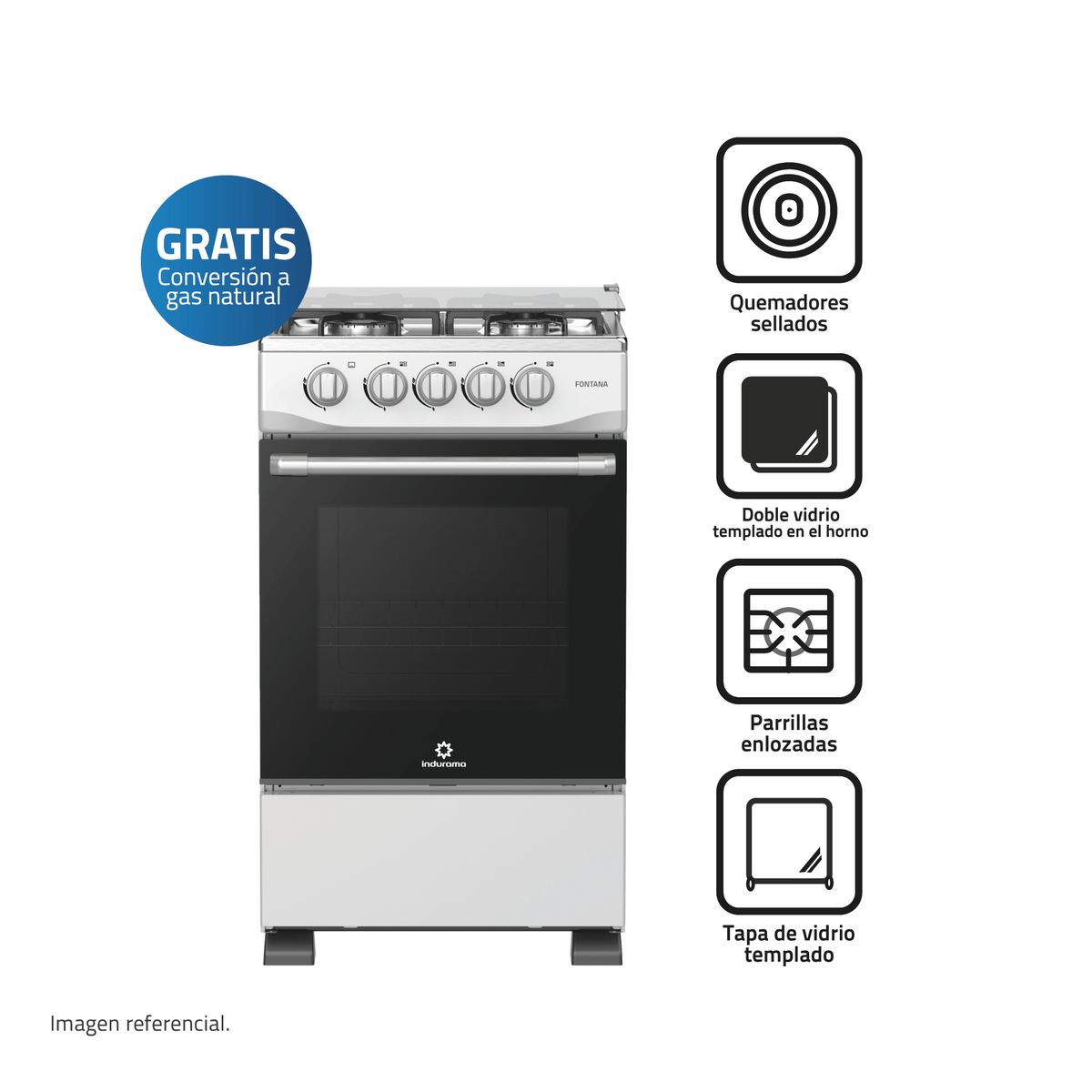 INDURAMA - Cocina a Gas 50CM N Fontana