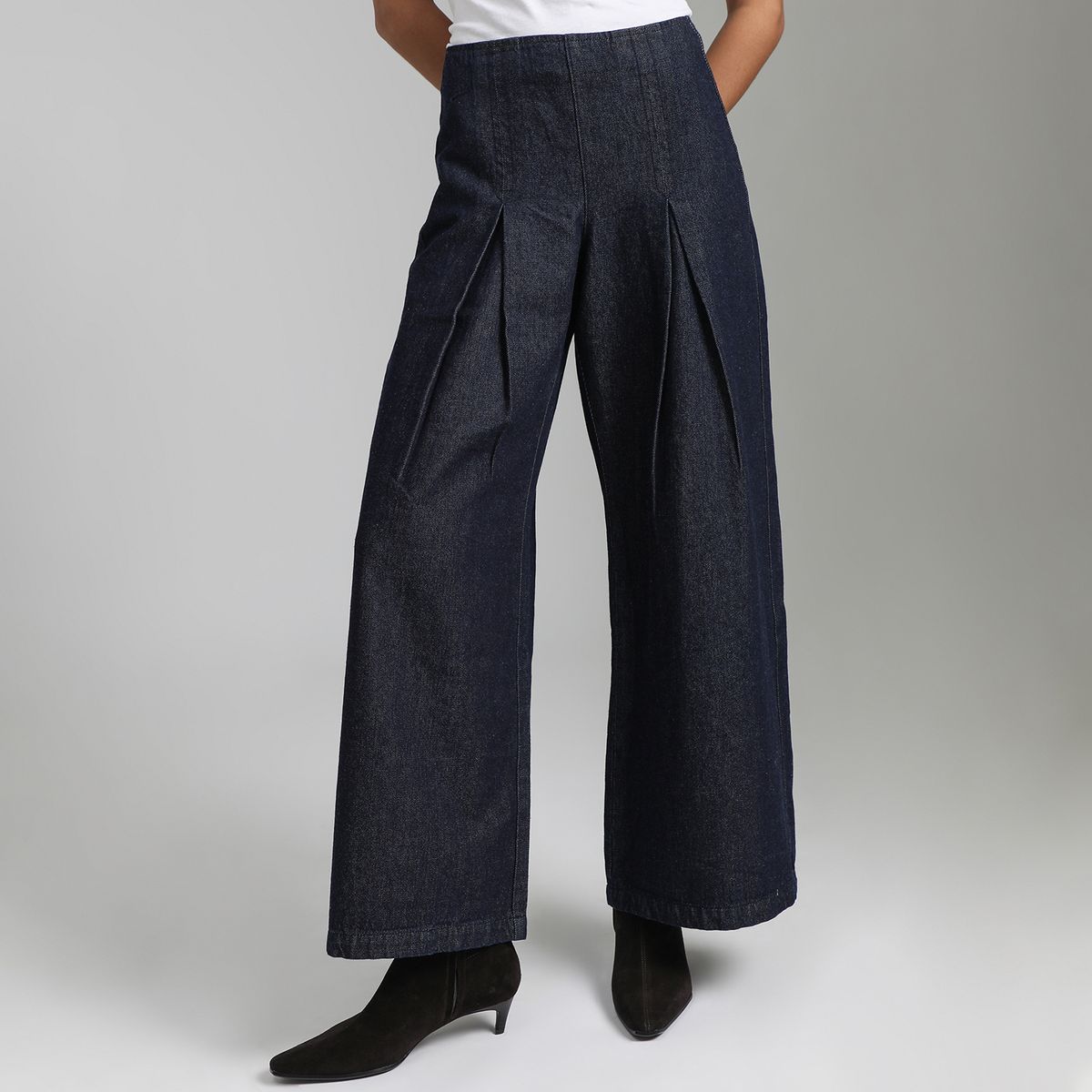 BASEMENT - Jean Wide Leg Tiro Alto Mujer Jorge Luis Salinas
