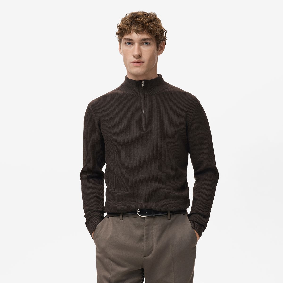 MANGO - Chompa Half Zipper Hombre Mango