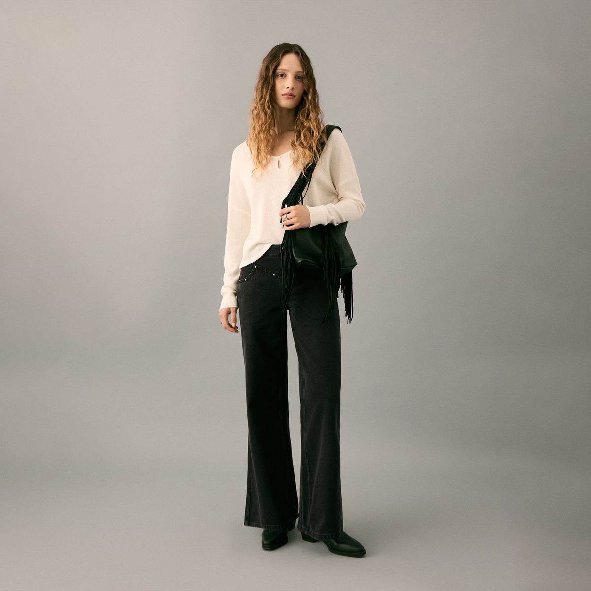 MANGO TEEN - Jean Wide Leg Tiro Bajo Mujer Mango Teen