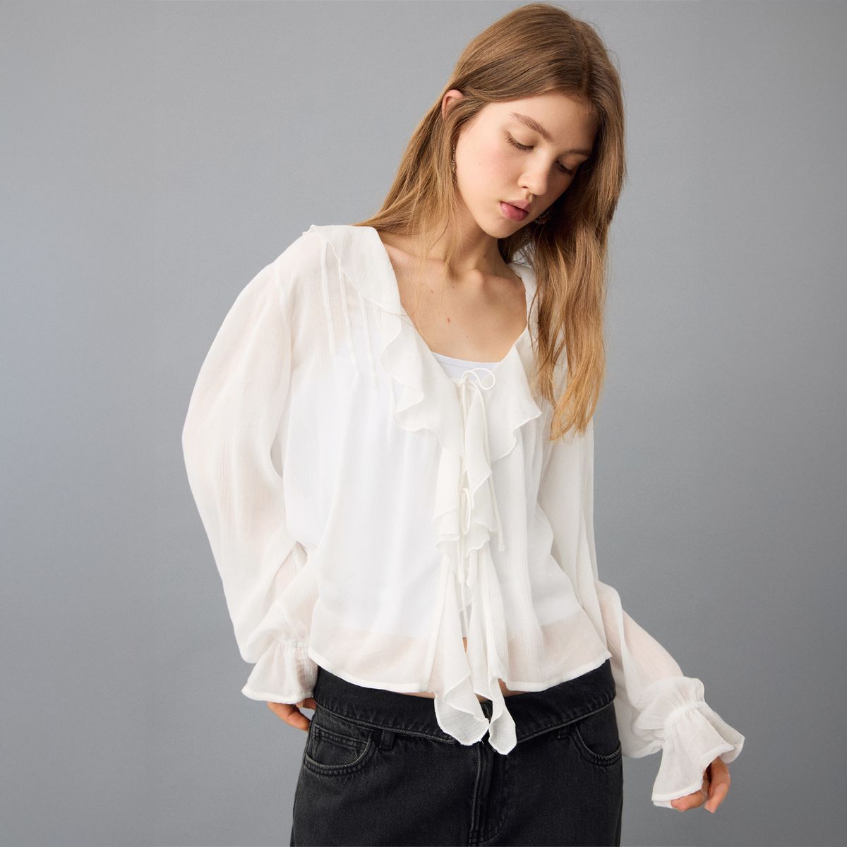 MANGO TEEN - Blusa Manga Larga Mujer Mango Teen