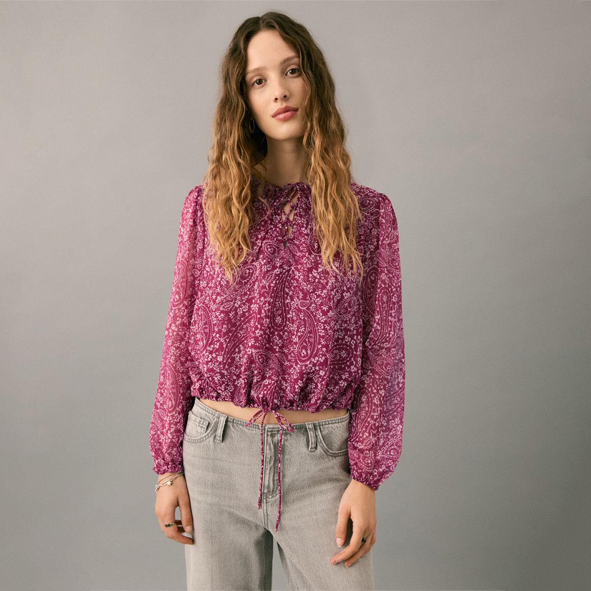MANGO TEEN - Blusa Manga Larga Mujer Mango Teen
