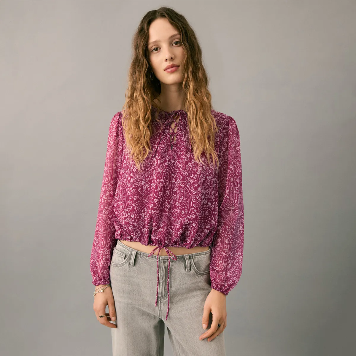 MANGO TEEN - Blusa Manga Larga Mujer Mango Teen