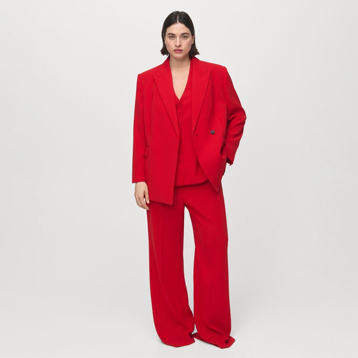 MANGO - Pantalón Flare Tiro Alto Mujer Mango