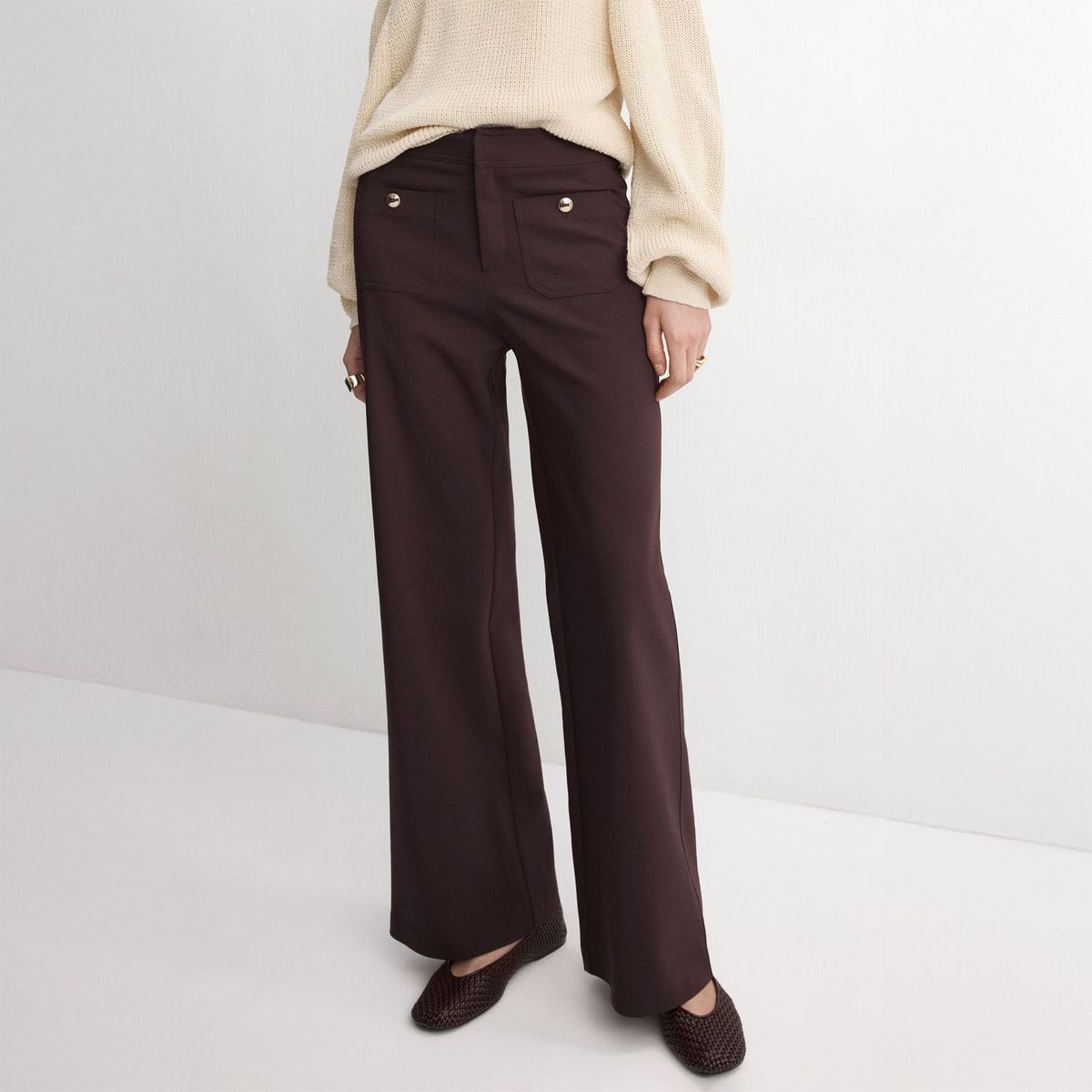 MANGO - Pantalón Straight Tiro Medio Mujer Mango