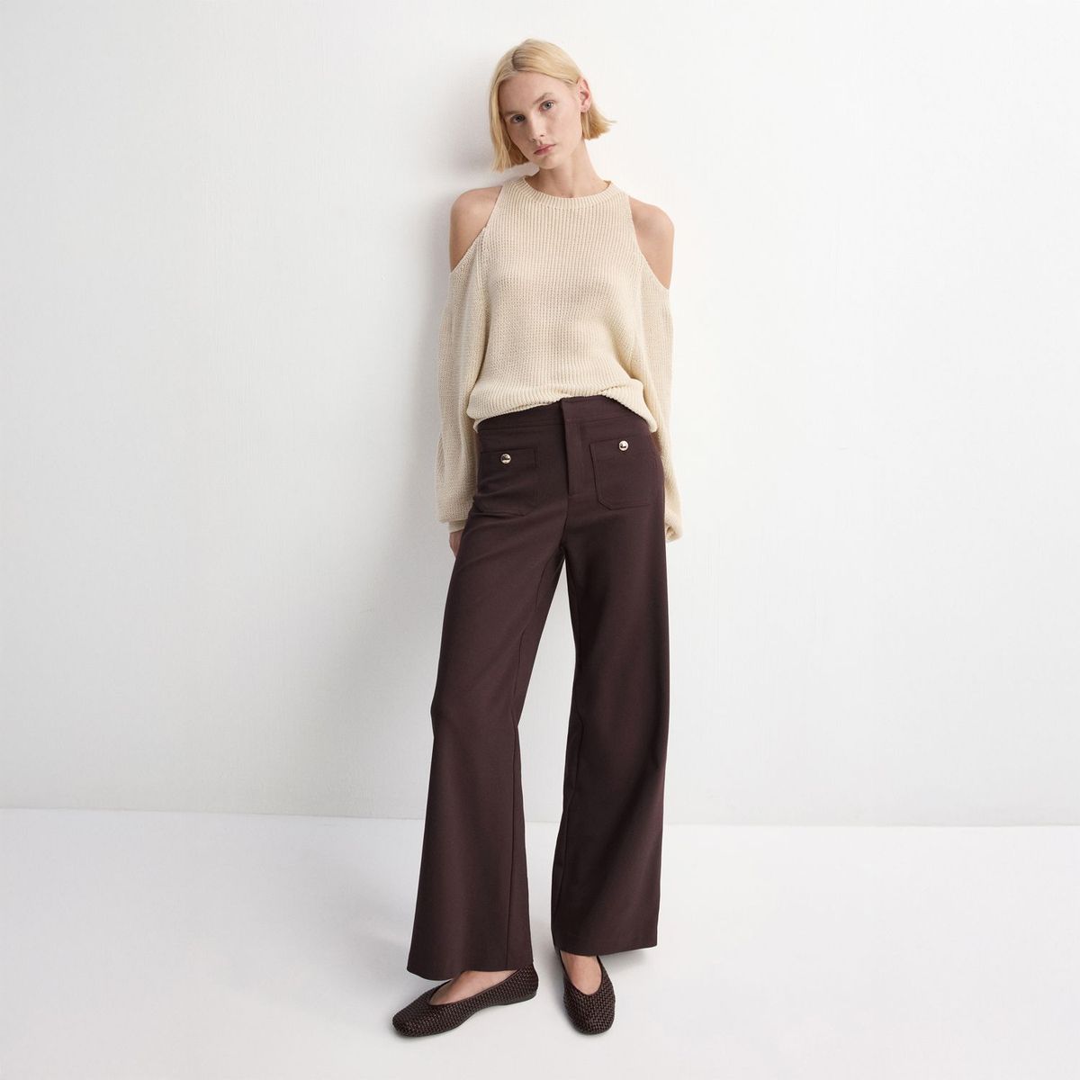 MANGO - Pantalón Straight Tiro Medio Mujer Mango