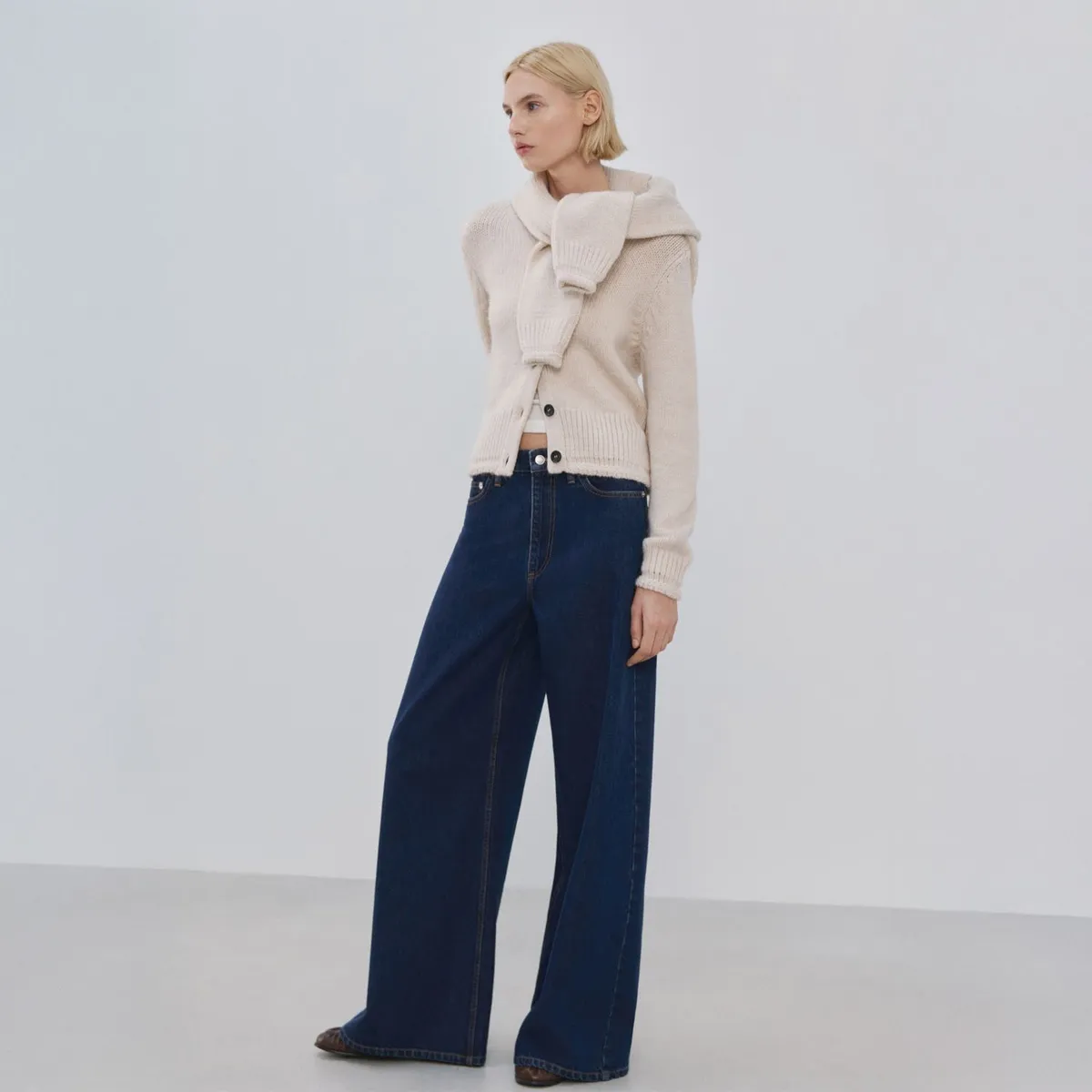 MANGO - Jean Wide Leg Tiro Medio Mujer Mango