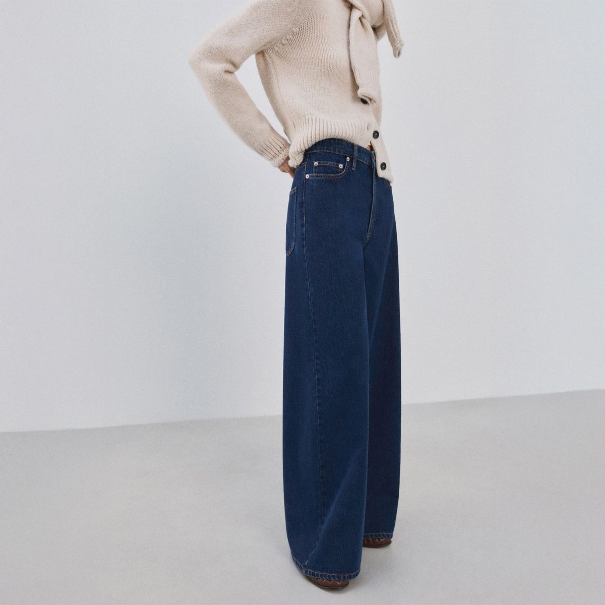MANGO - Jean Wide Leg Tiro Medio Mujer Mango