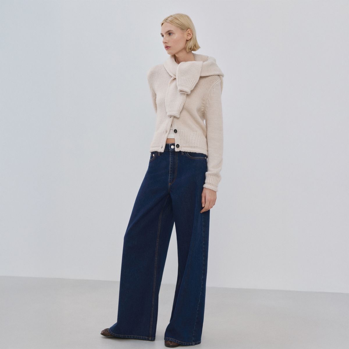 MANGO - Jean Wide Leg Tiro Medio Mujer Mango