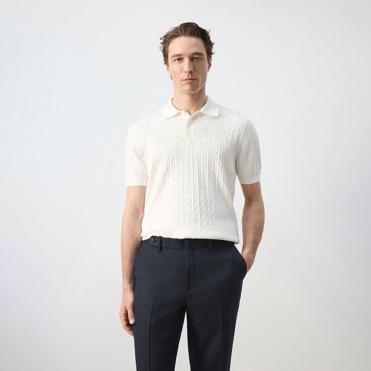 HE - Polo 100% Algodón Punto Trenzado Hombre Mango