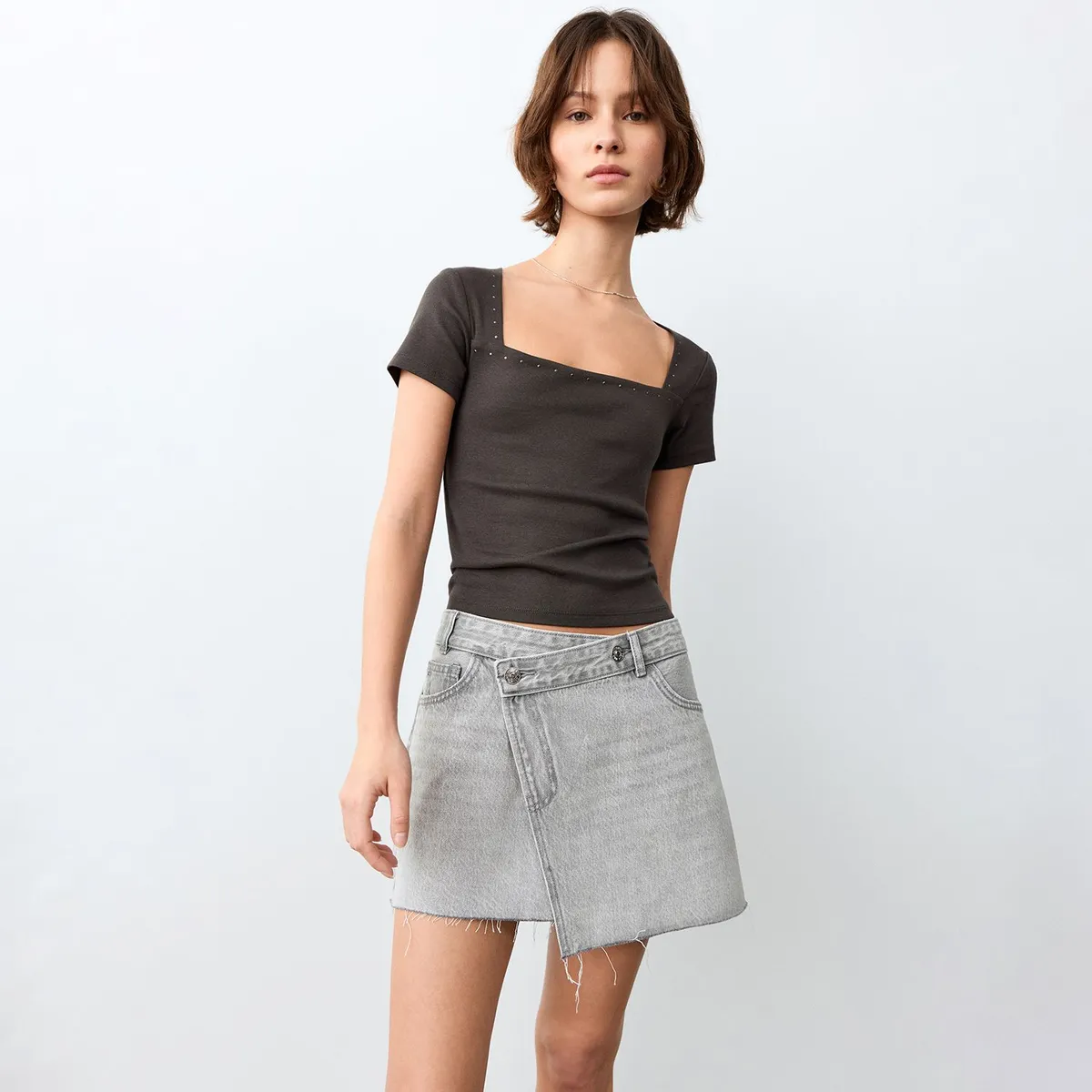 MANGO TEEN - Falda Denim Corta Mujer Mango Teen