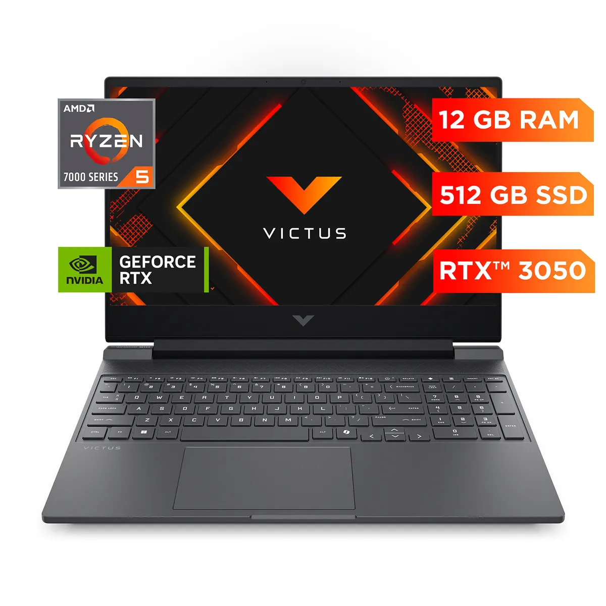 HP - Laptop Gamer VICTUS by HP 15-fb3031la, AMD Ryzen 7, 12 GB RAM, NVIDIA GeForce RTX 3050, 512 GB SSD, 15.6" FHD, Windows 11 Home