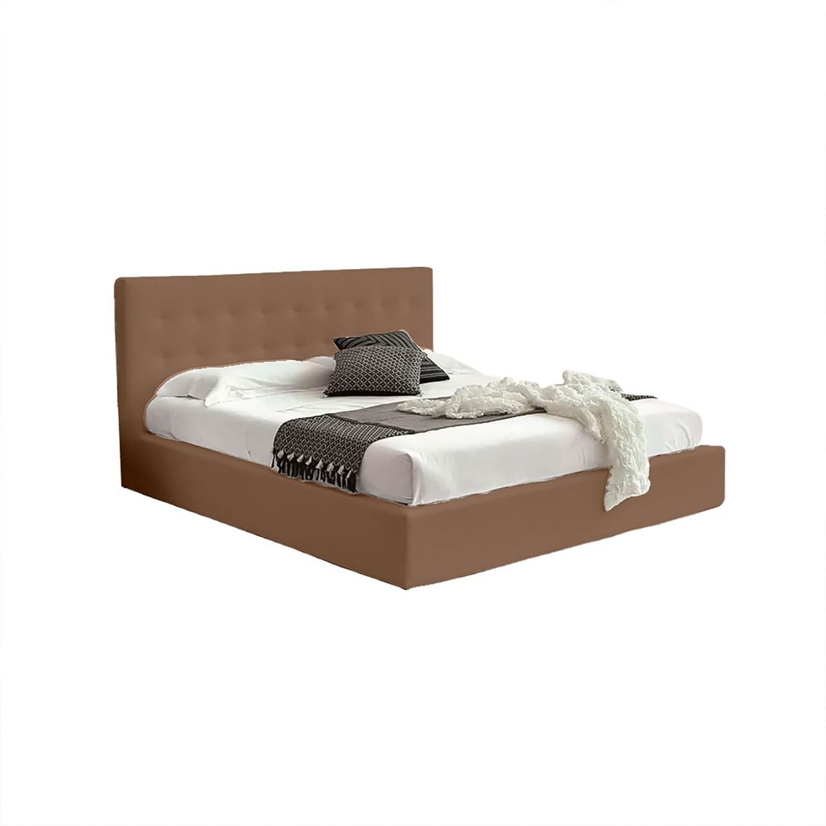 GENERICO - Cama Tapizada Brissé 2 Plazas color Beige