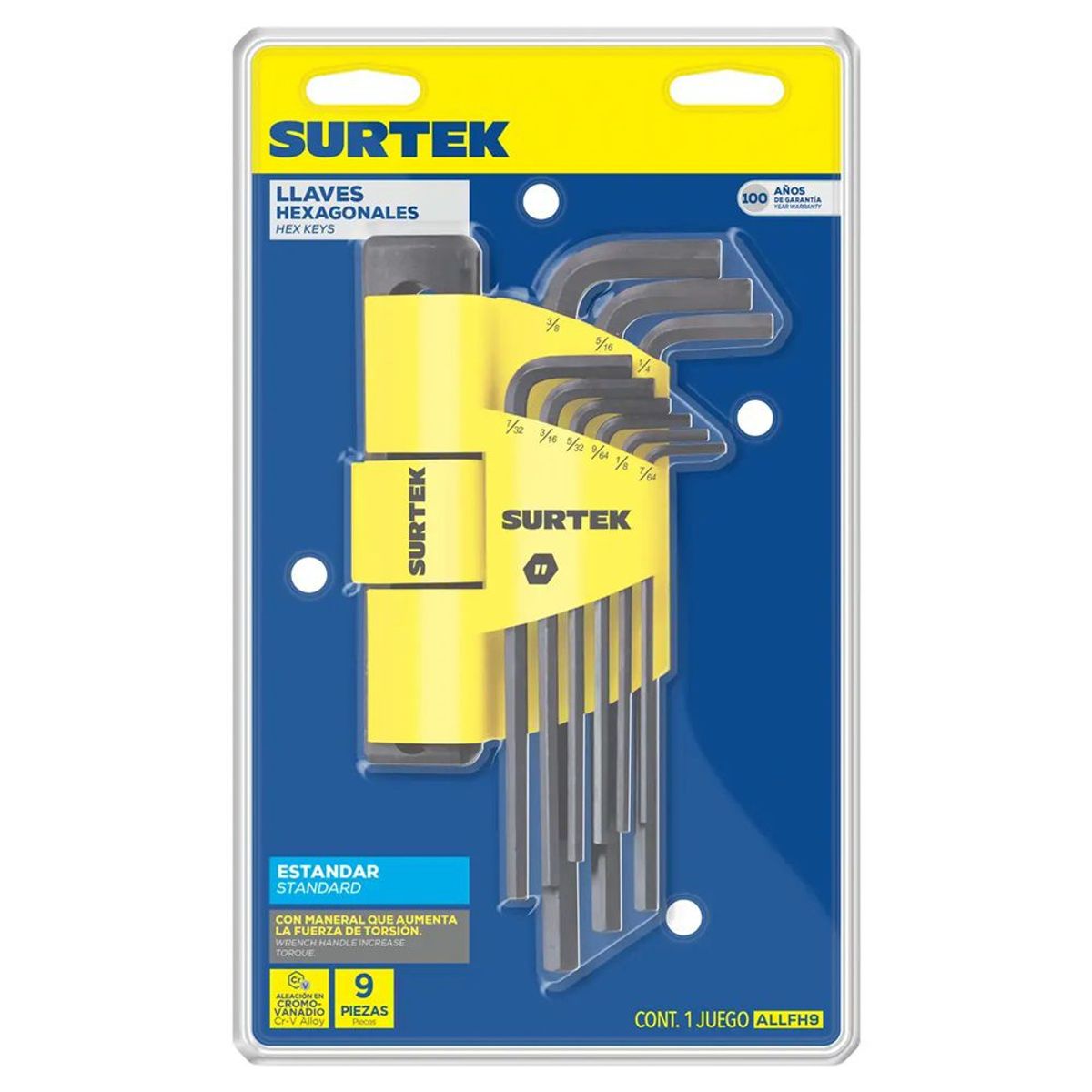 SURTEK - JUEGO DE LLAVES HEXAGONALES  «L»  EN PULGADAS  SURTEK - SURTALLFH9