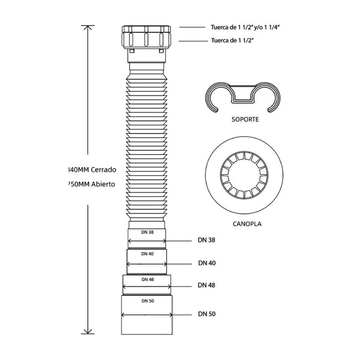 STONE - TRAMPA CORRUGADA UNIVERSAL  DESAGUE PVC STONE