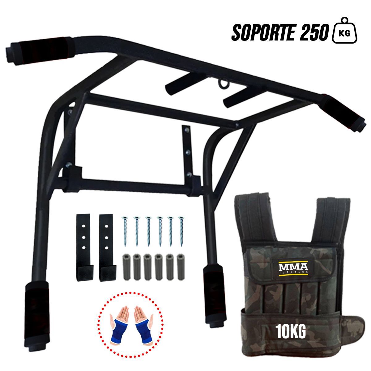 HOLGU - Barra Paralela Multifuncional 2 en 1+ Chaleco 10kg +Guantes