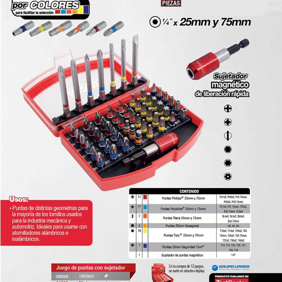 URREA - JUEGO DE 55 PUNTAS CON SUJETADOR URREA - URR61956