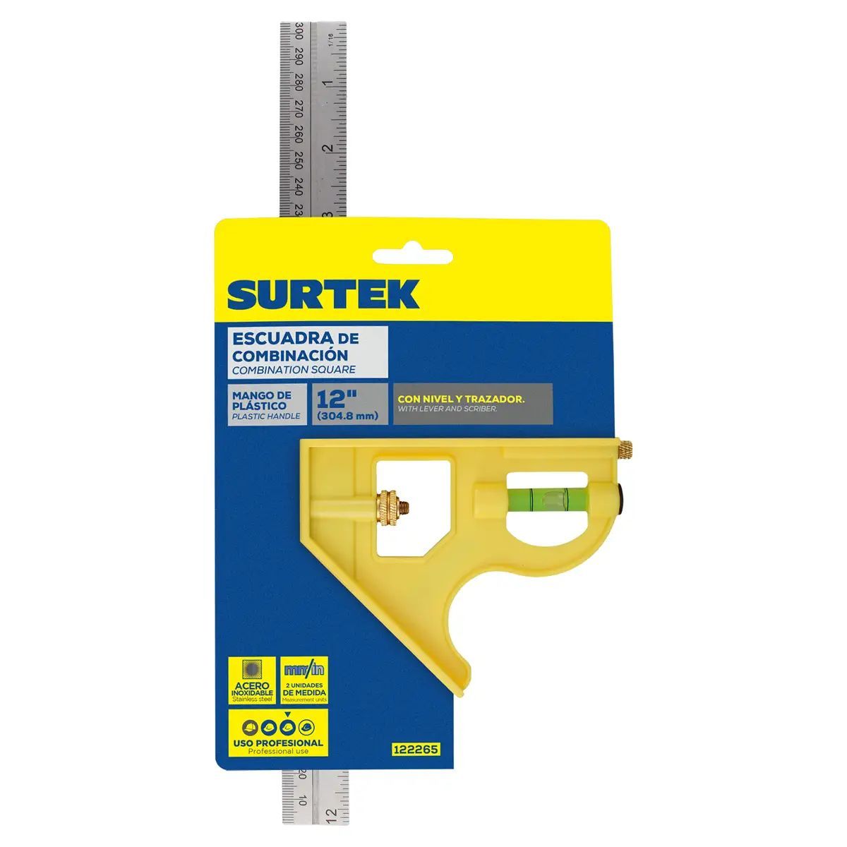 SURTEK - ESCUADRA DE COMBINACION 12"  CON MANGO PLÁSTICO SURTEK - SURT122265