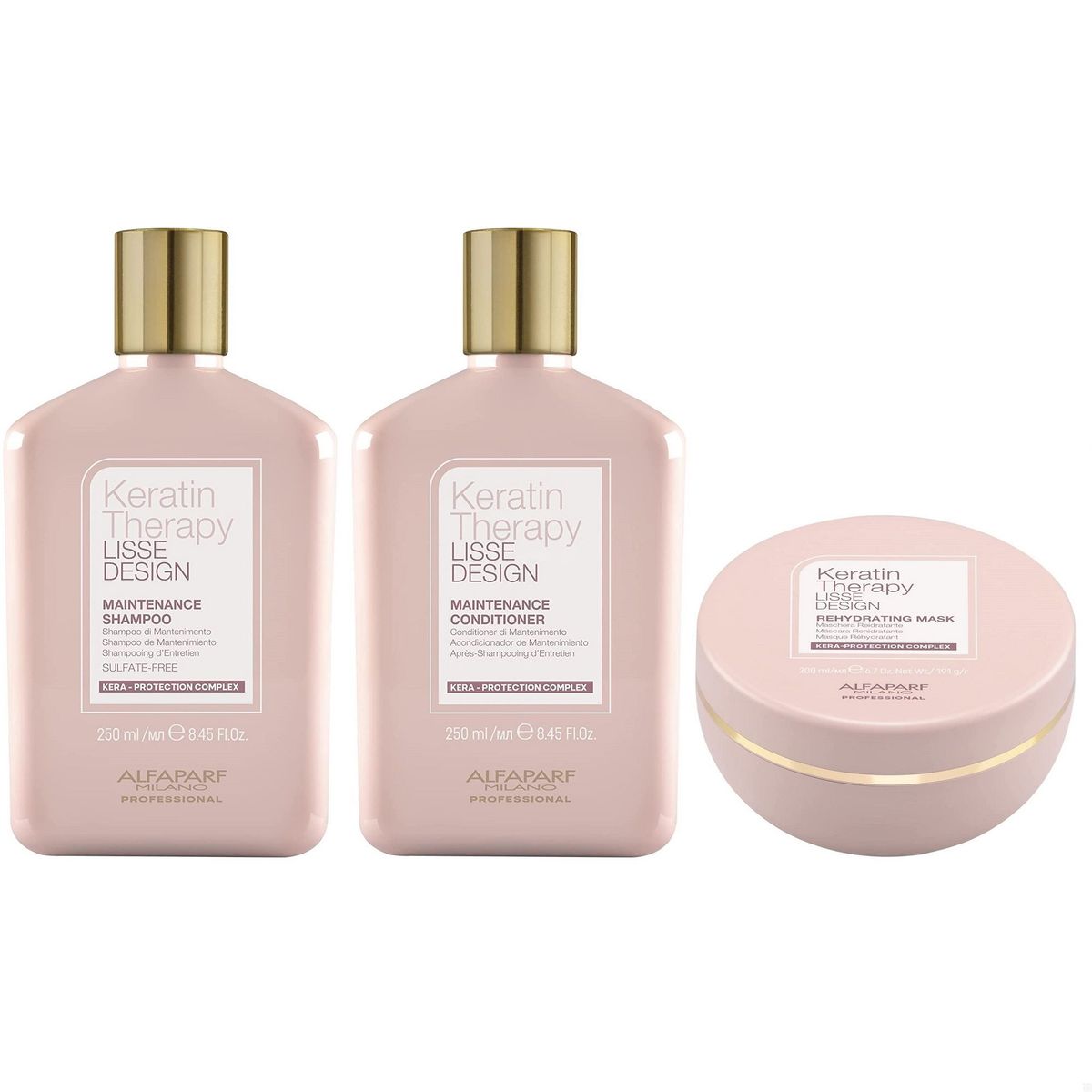 ALFAPARF MILANO - Shampoo + Acondicionador + Mascarilla Alfaparf Keratin Therapy