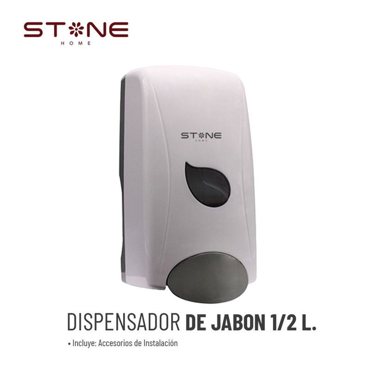 STONE - DISPENSADOR DE JABON LIQUIDO / GEL  1/2 L BLANCO  LINEA CLERK - STONE
