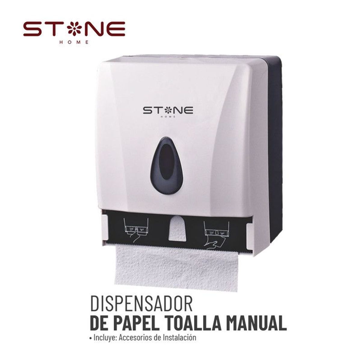 STONE - DISPENSADOR DE PAPEL TOALLA ROLLO MANUAL BLANCO  LINEA CLERK - STONE