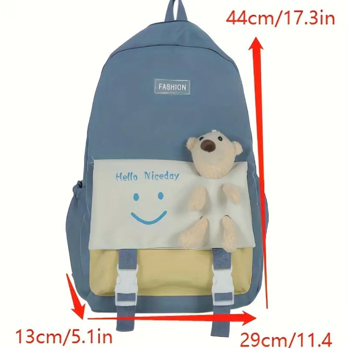 GENERICO - Mochila morado con oso de peluche múltiples de bolsillos