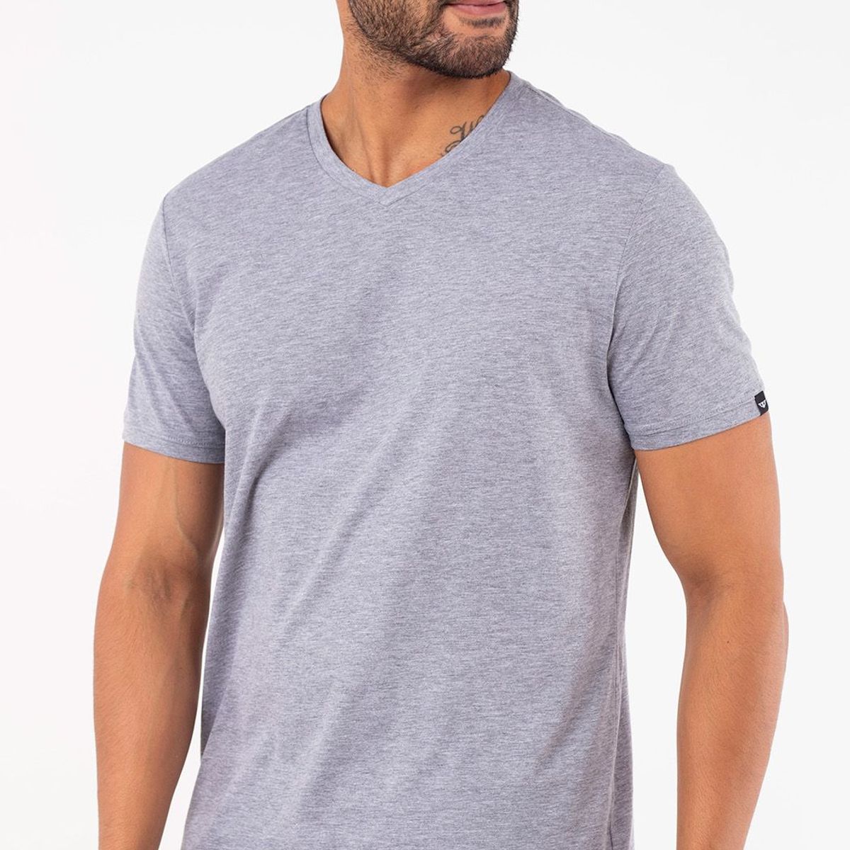 JUSTO - POLO GRIS CUELLO V - ALGODON